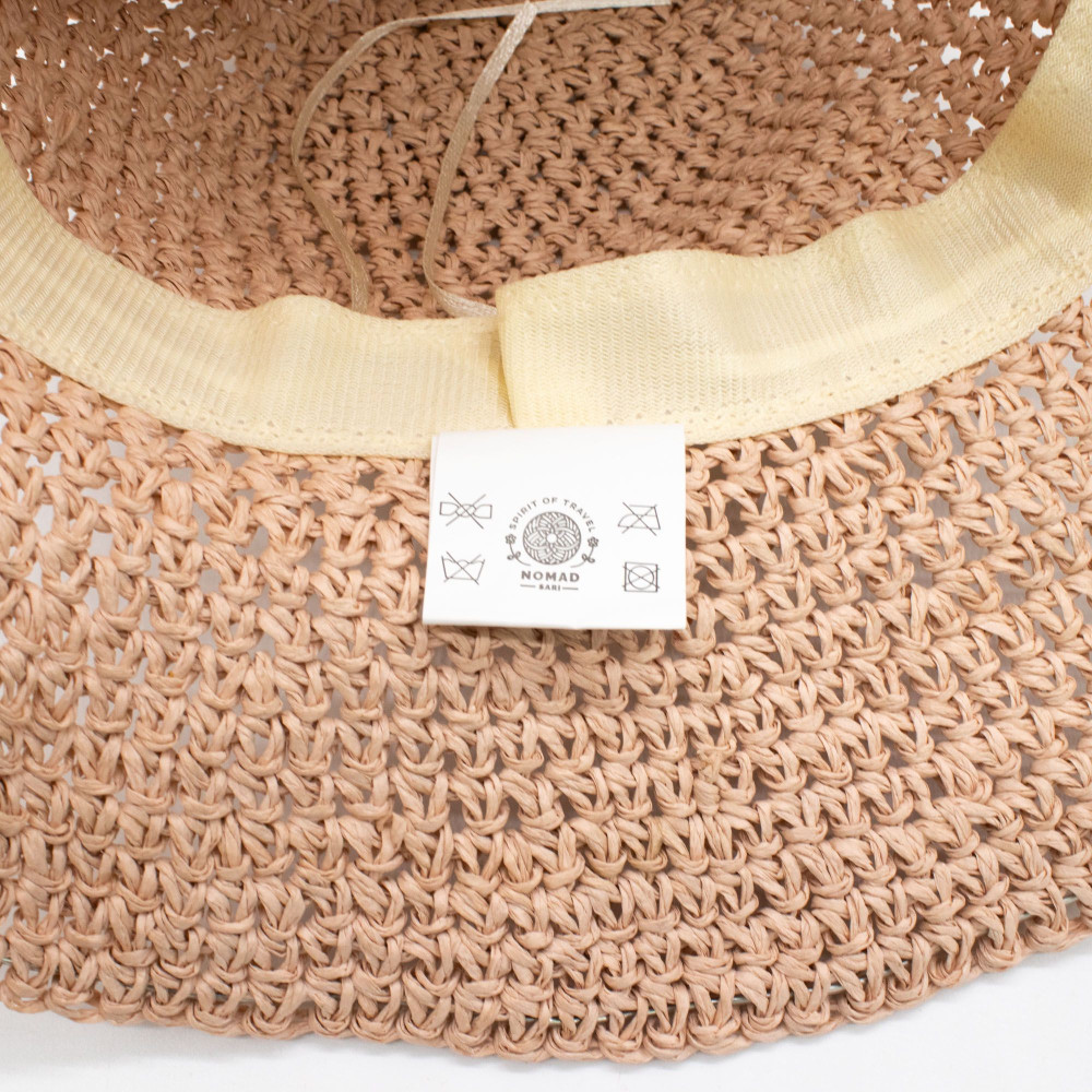 Chapeau de soleil souple en paille Nomad Sari - Rose poudré