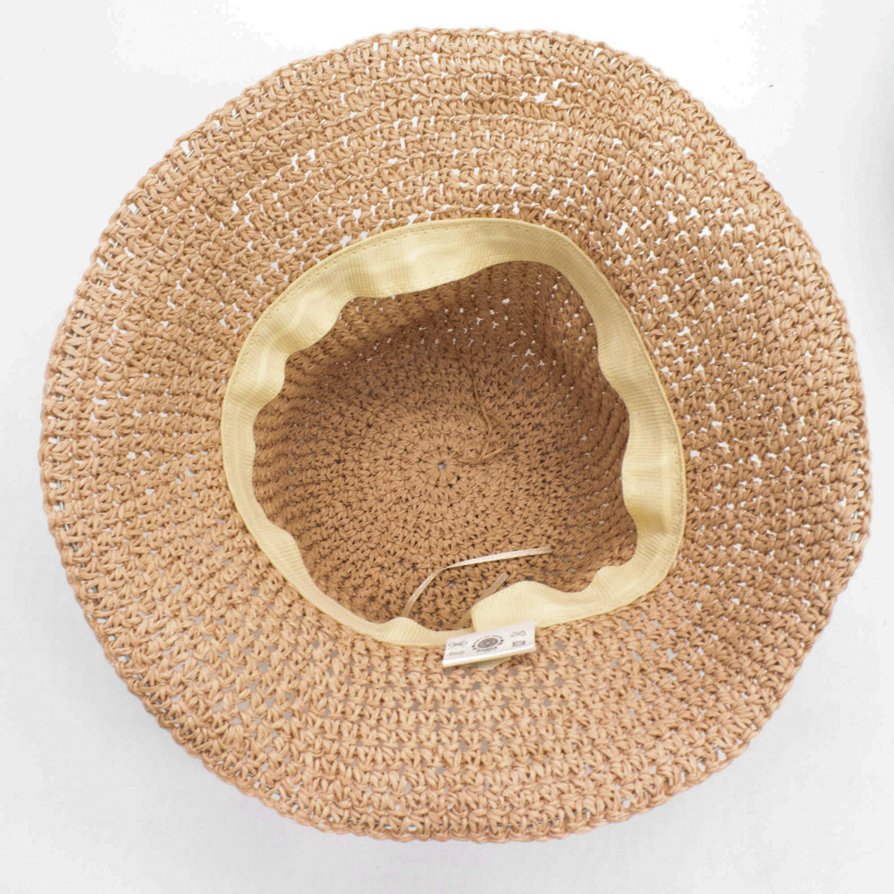 Chapeau de soleil souple en paille Nomad Sari - Rose poudré