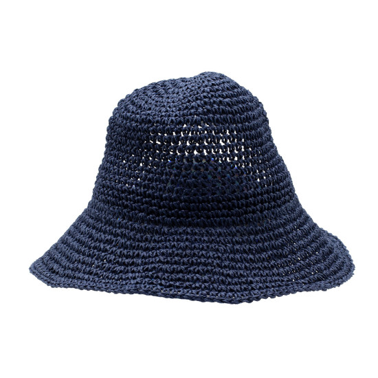 Chapeau de soleil souple en paille Nomad Sari - Bleu marine