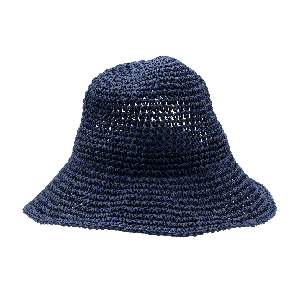 Chapeau de soleil souple en paille Nomad Sari - Bleu marine