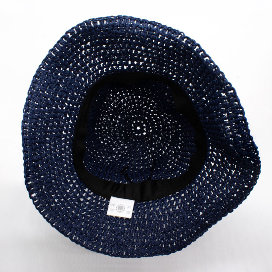 Chapeau de soleil souple en paille Nomad Sari - Bleu marine