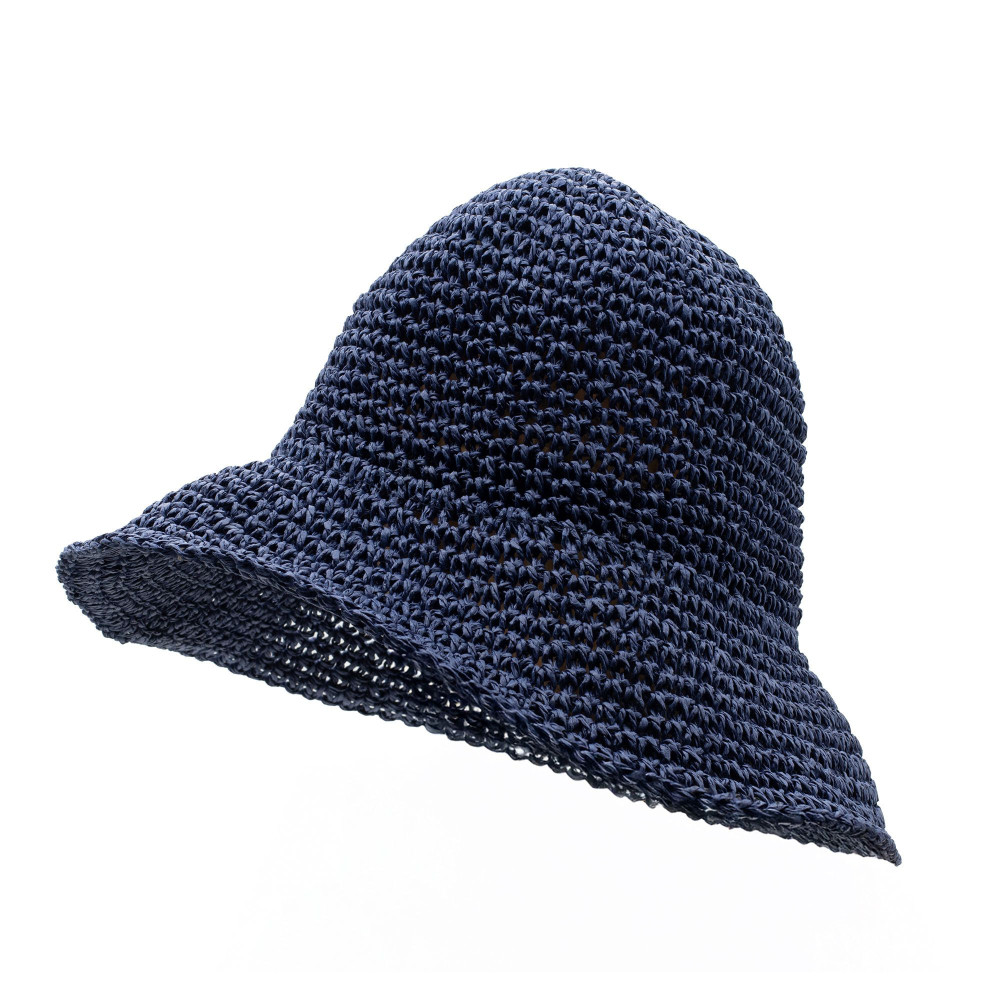 Chapeau de soleil souple en paille Nomad Sari - Bleu marine