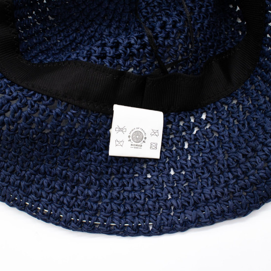 Chapeau de soleil souple en paille Nomad Sari - Bleu marine