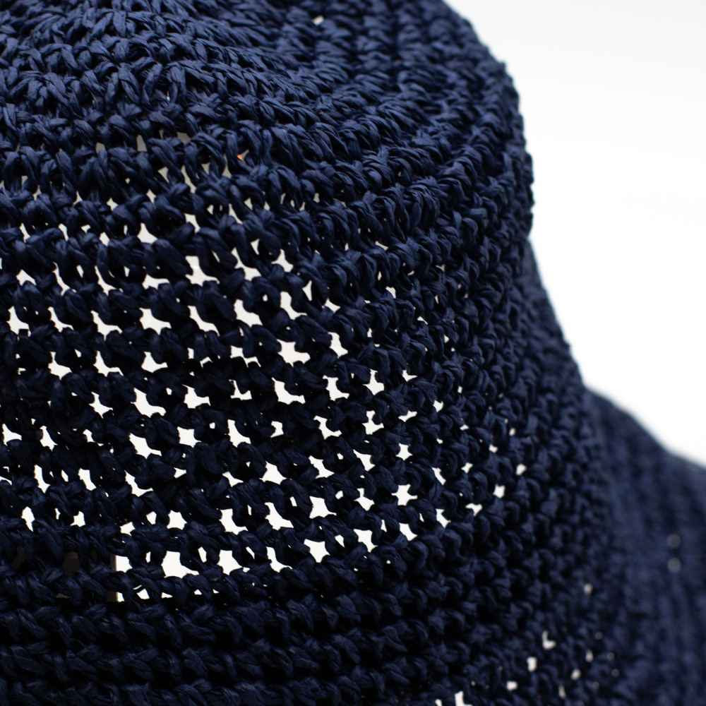 Chapeau de soleil souple en paille Nomad Sari - Bleu marine