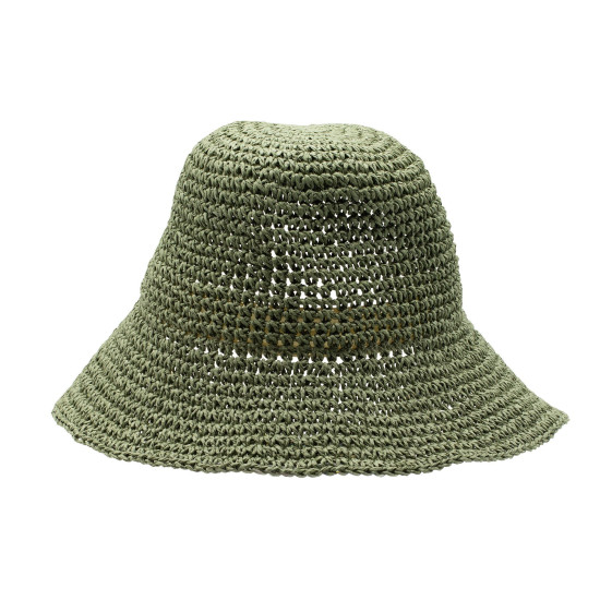 Chapeau de soleil souple en paille Nomad Sari - Vert mousse