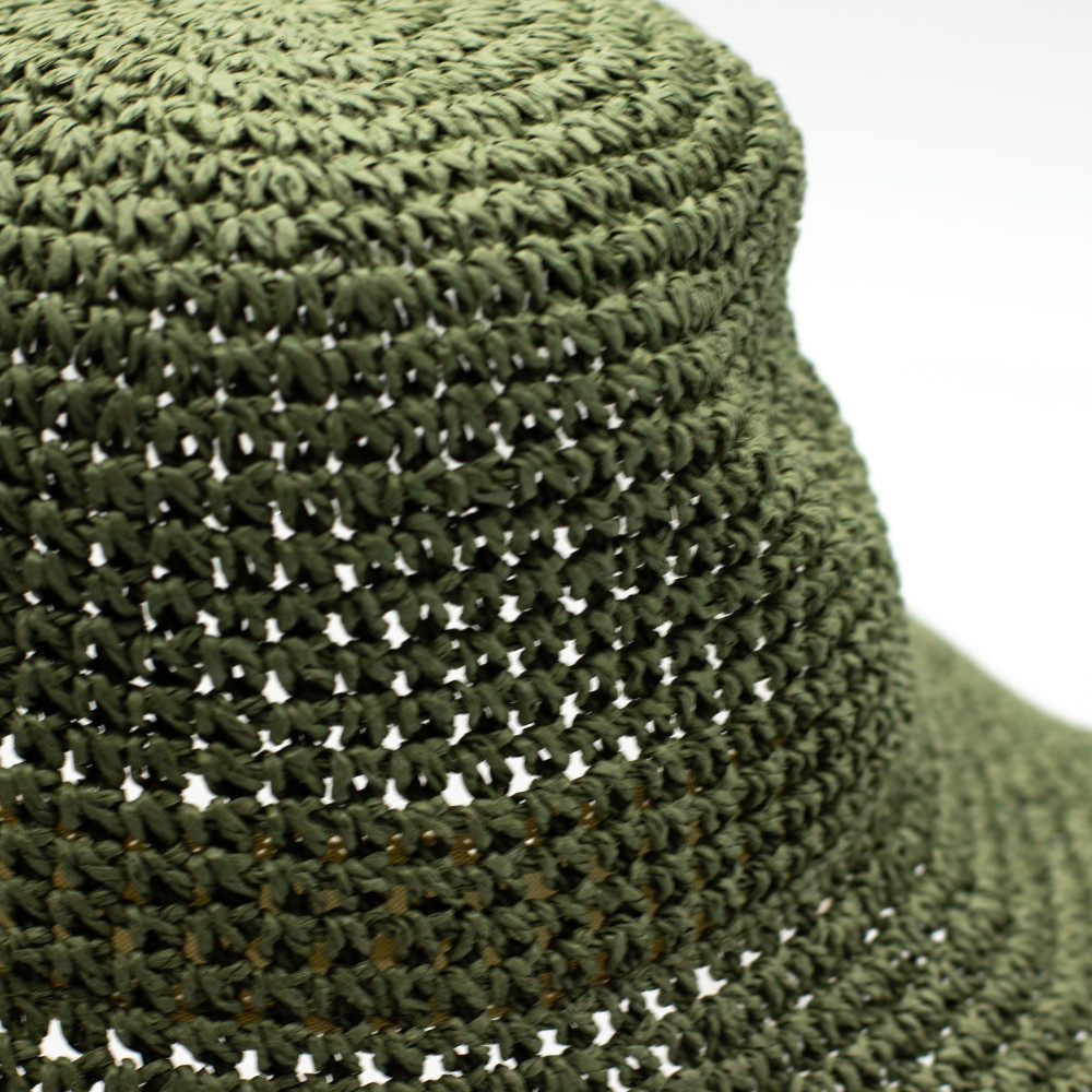 Chapeau de soleil souple en paille Nomad Sari - Vert mousse