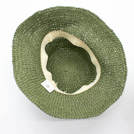 Chapeau de soleil souple en paille Nomad Sari - Vert mousse