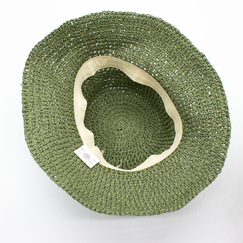 Chapeau de soleil souple en paille Nomad Sari - Vert mousse