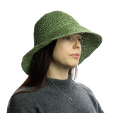 Chapeau de soleil souple en paille Nomad Sari - Vert mousse