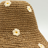 Chapeau de soleil souple en paille Nomad Sari - Café et Marguerites