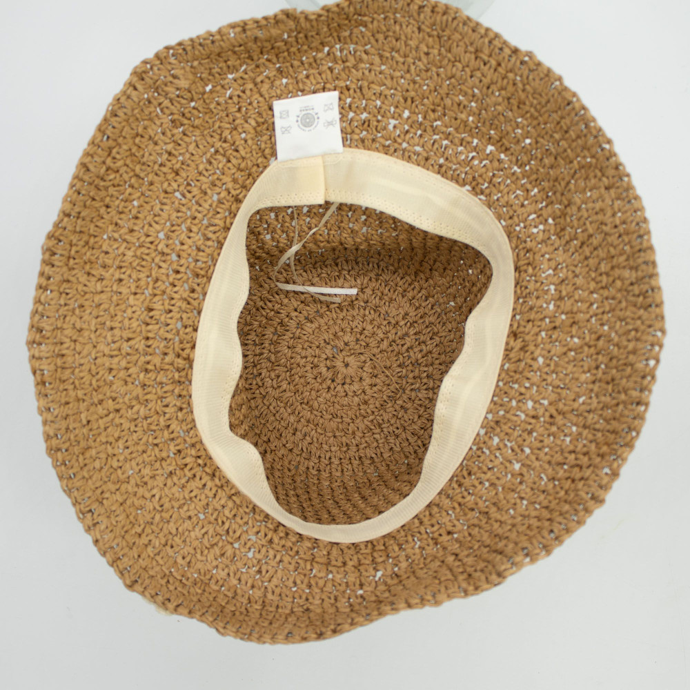Chapeau de soleil souple en paille Nomad Sari - Café et Marguerites