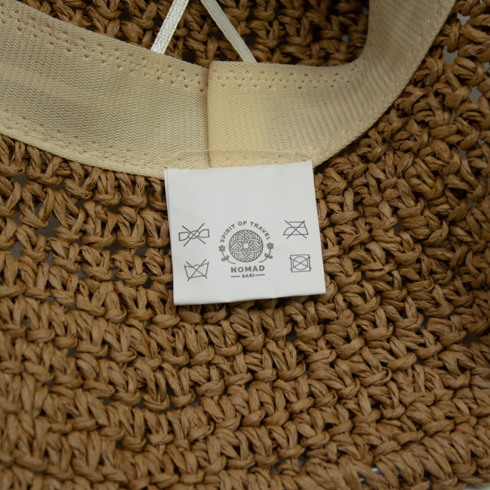 Chapeau de soleil souple en paille Nomad Sari - Café et Marguerites