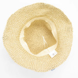 Chapeau de soleil souple en paille Nomad Sari - Beige et fleurs bleues