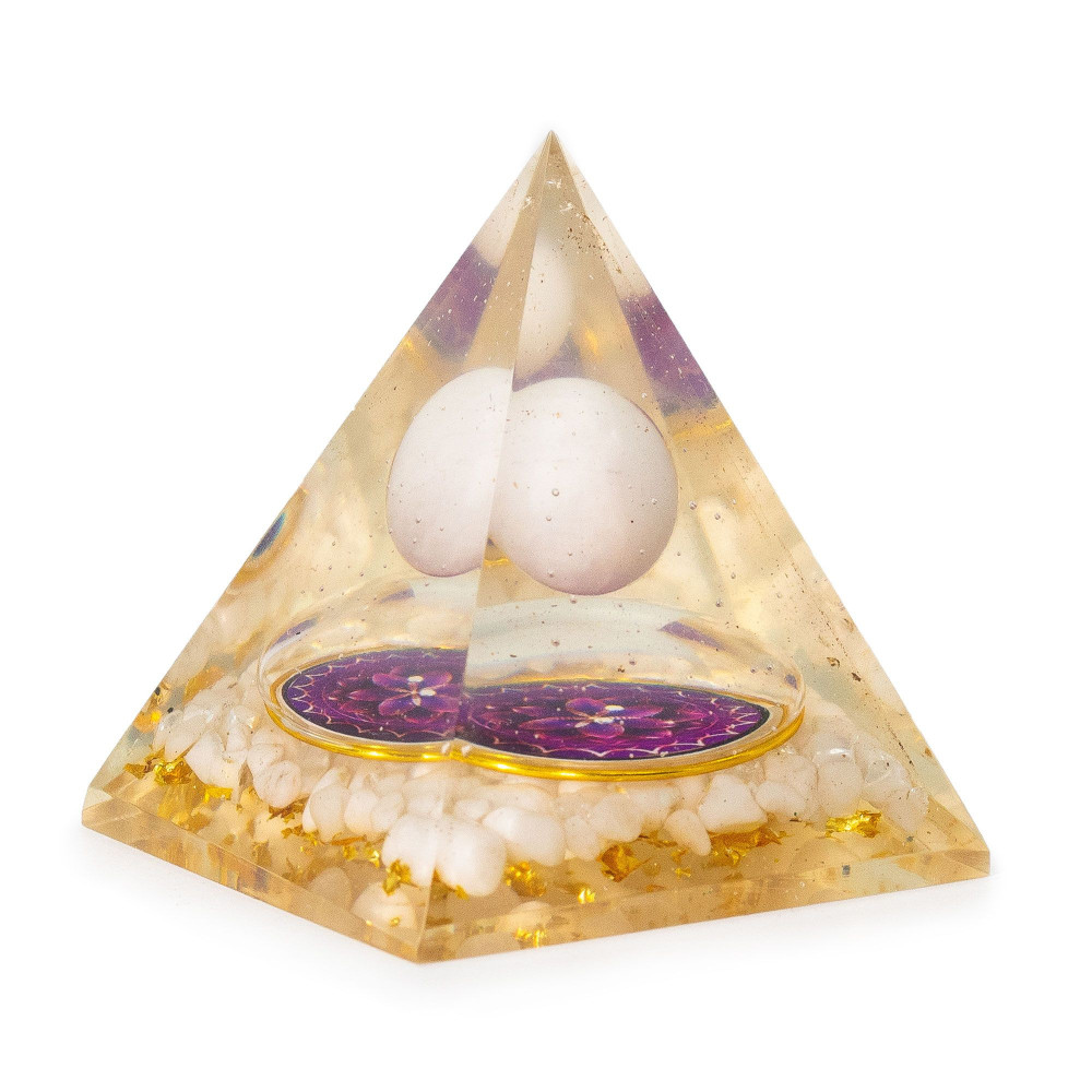 Pyramides d'organite Med 7x6cm - Sphère de quartz flottante - Morceaux de quartz