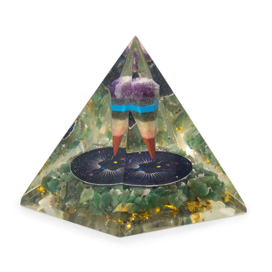 Pyramides d'organite Med 7x6cm - Pendule - Paillettes d'aventurine verte
