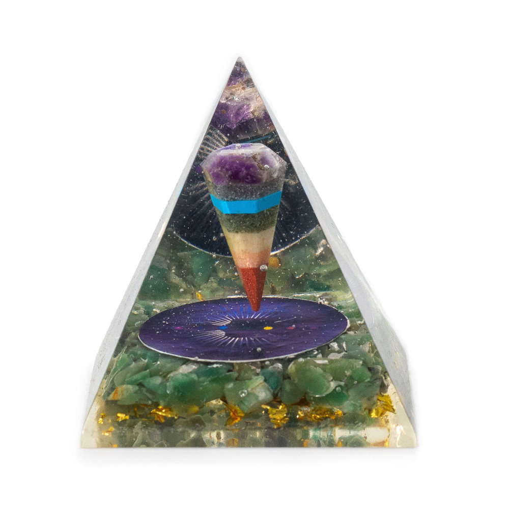 Pyramides d'organite Med 7x6cm - Pendule - Paillettes d'aventurine verte