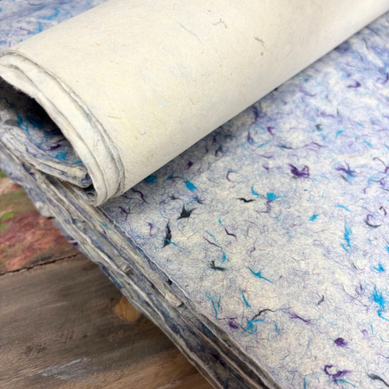 Papier cadeau Lokta (51 x 76 cm) - Coton bleu