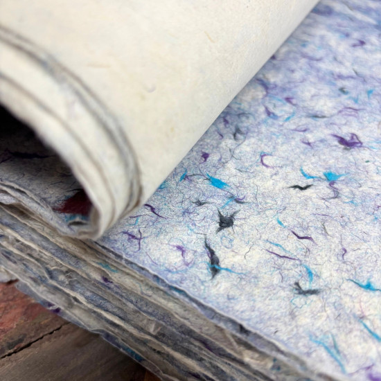 Papier cadeau Lokta (51 x 76 cm) - Coton bleu