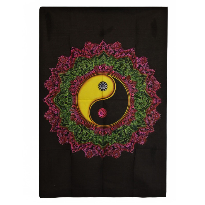 Déco murale en coton (70x110cm) - Mandala Ying & Yang