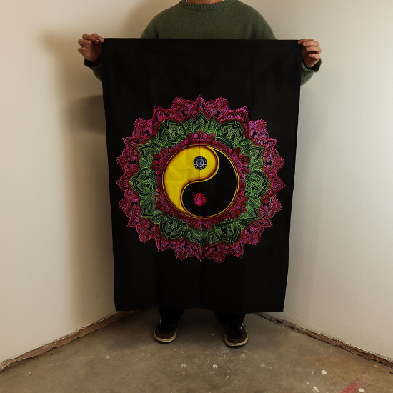 Déco murale en coton (70x110cm) - Mandala Ying & Yang