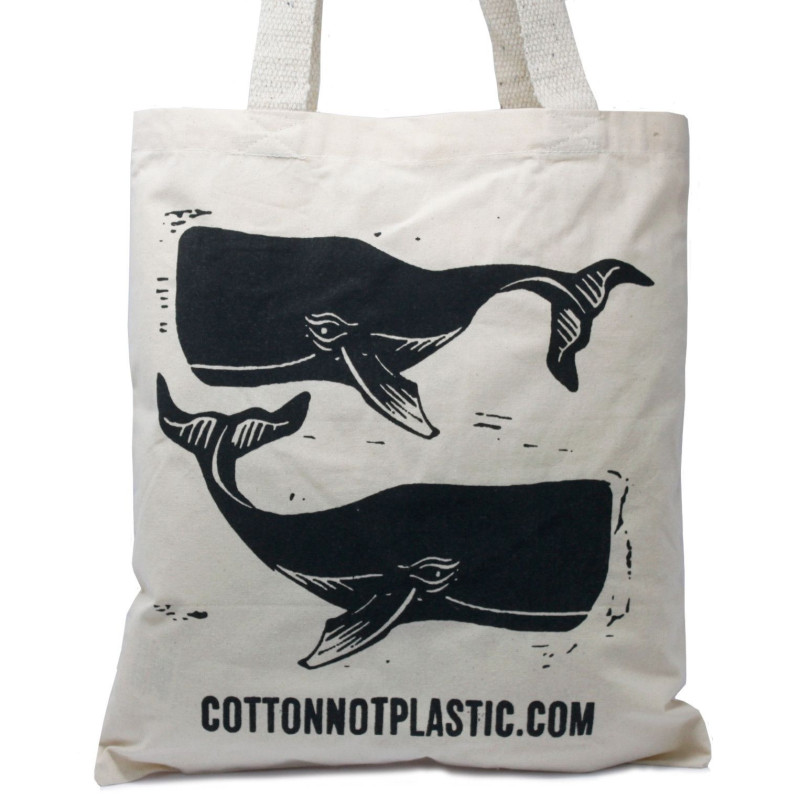 Grand sac en coton naturel 6 oz 38 x 42 cm - BALEINES