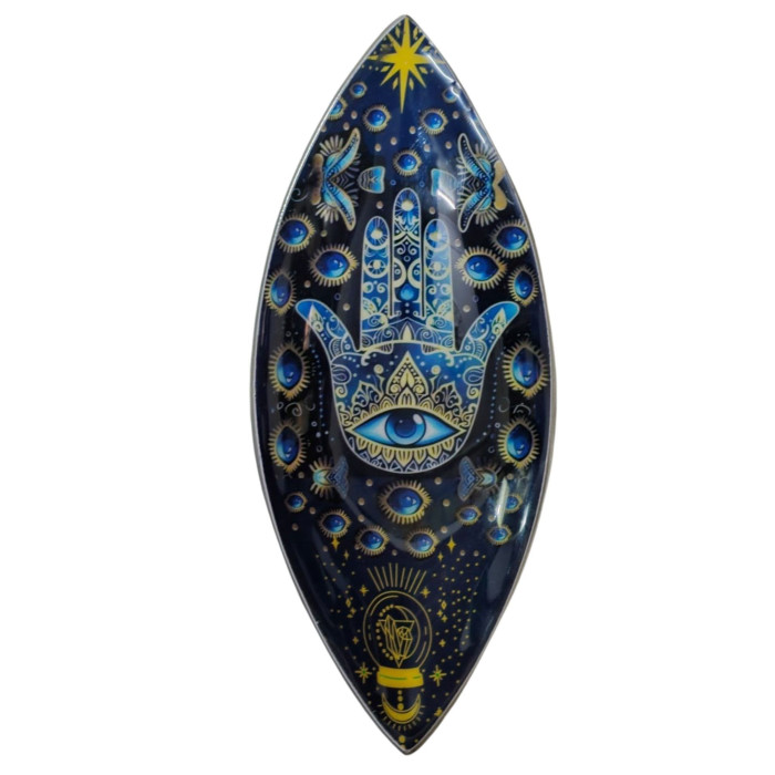 Bol à encens émaillé - Aluminium - Hamsa bleue