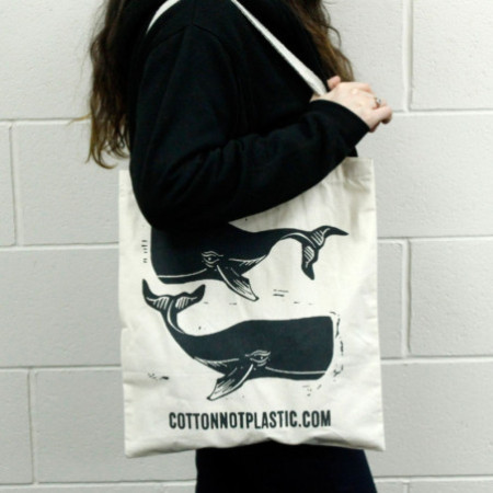 Grand sac en coton naturel 6 oz 38 x 42 cm - BALEINES