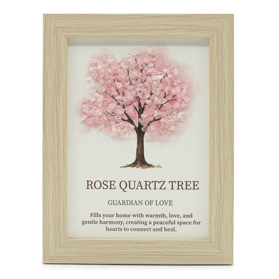 Image de pierre précieuse - Arbre de Vie - Quartz rose (20x14,7x1cm)