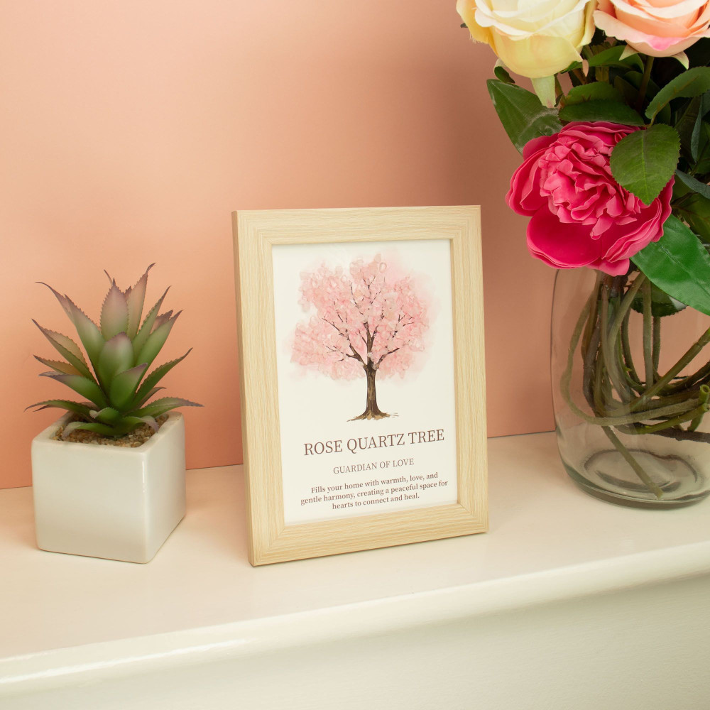 Image de pierre précieuse - Arbre de Vie - Quartz rose (20x14,7x1cm)