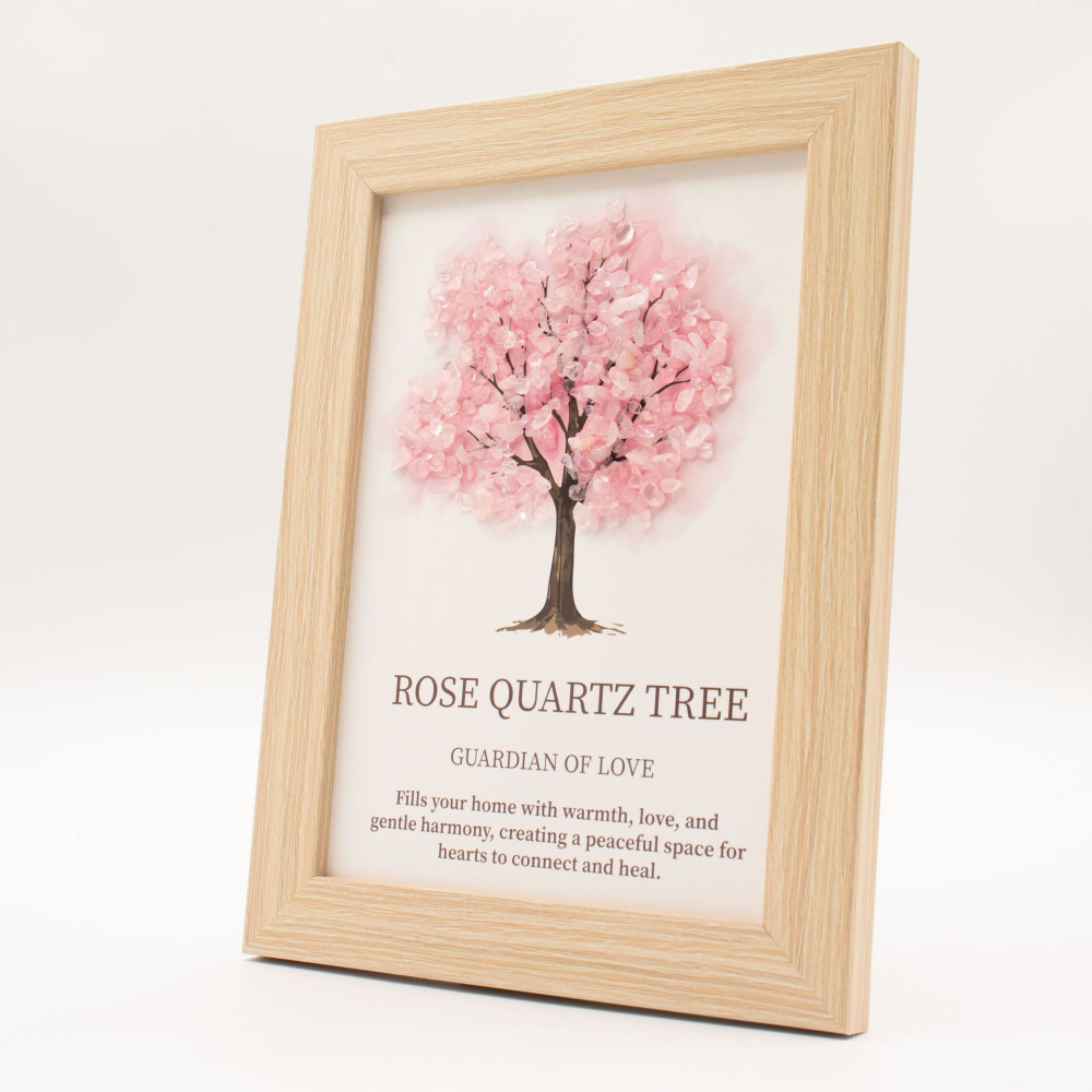 Image de pierre précieuse - Arbre de Vie - Quartz rose (20x14,7x1cm)
