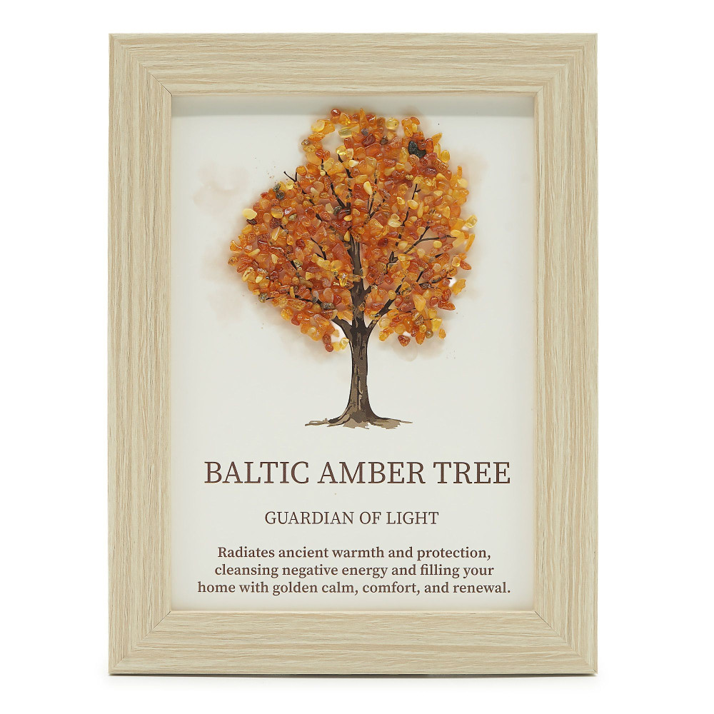 Image de pierre précieuse - Arbre de Vie - Ambre de la Baltique (20x14,7x1cm)