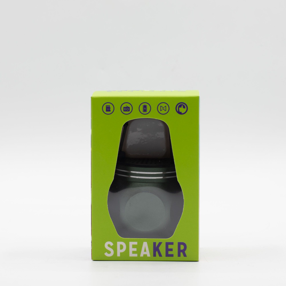 Mini-enceinte verte avec crochet de camping