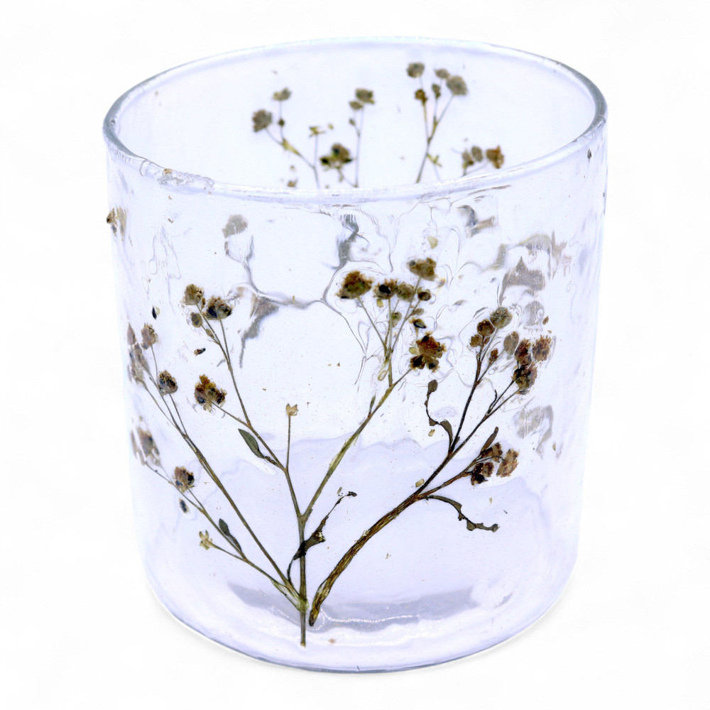 Verre à motif floral naturel - Bougeoir droit - Margarita - (8x8cm)