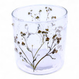 Verre à motif floral naturel - Bougeoir droit - Margarita - (8x8cm)