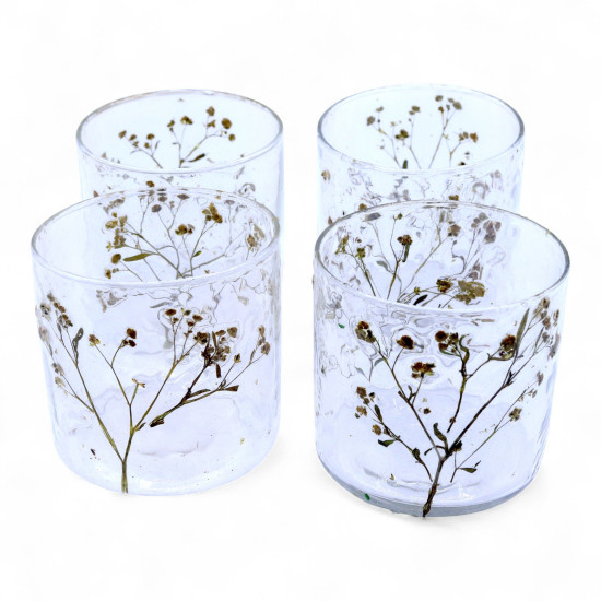 Verre à motif floral naturel - Bougeoir droit - Margarita - (8x8cm)