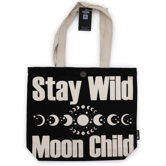 Sac cabas classique iconique Nomad Sari - Stay Wild, Mood Child - Noir naturel 283 ml