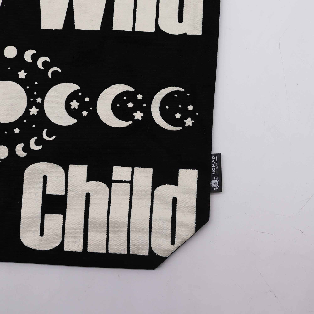 Sac cabas classique iconique Nomad Sari - Stay Wild, Mood Child - Noir naturel 283 ml
