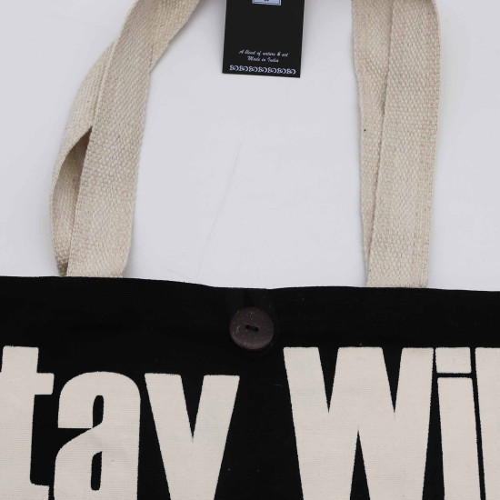 Sac cabas classique iconique Nomad Sari - Stay Wild, Mood Child - Noir naturel 283 ml