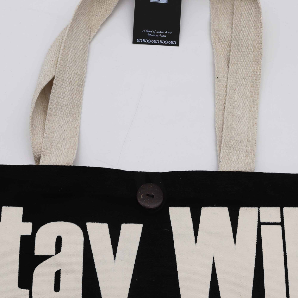 Sac cabas classique iconique Nomad Sari - Stay Wild, Mood Child - Noir naturel 283 ml