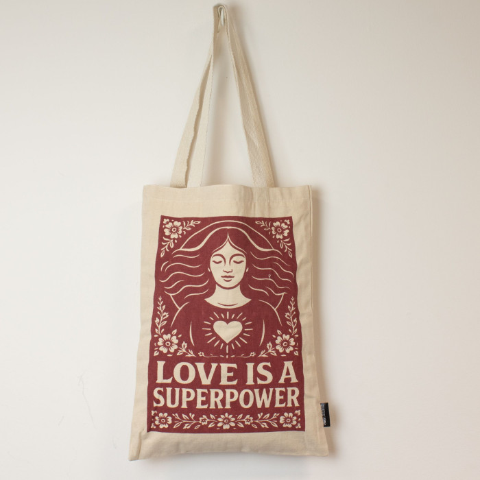 Sac cabas iconique Nomad Sari Toni - L'amour est un super pouvoir - Naturel 283 ml