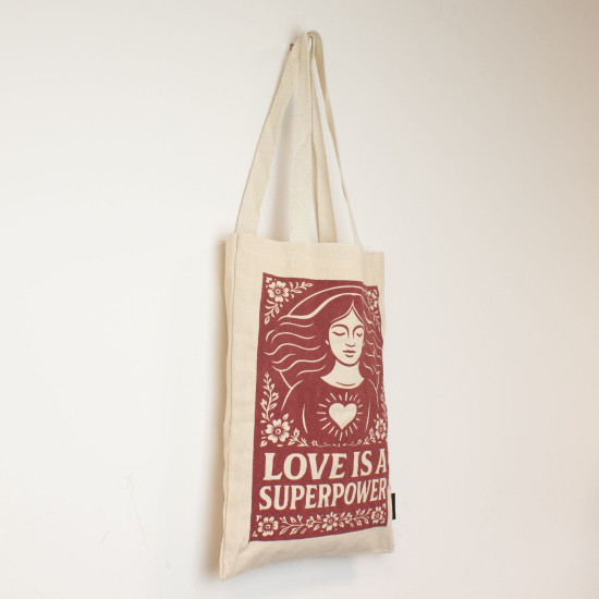 Sac cabas iconique Nomad Sari Toni - L'amour est un super pouvoir - Naturel 283 ml
