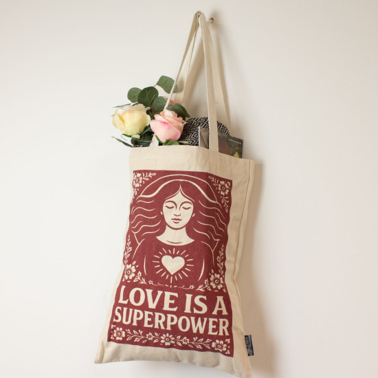 Sac cabas iconique Nomad Sari Toni - L'amour est un super pouvoir - Naturel 283 ml