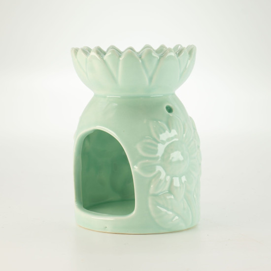 Brûleur d'huile en céramique tournesol - Vert pastel