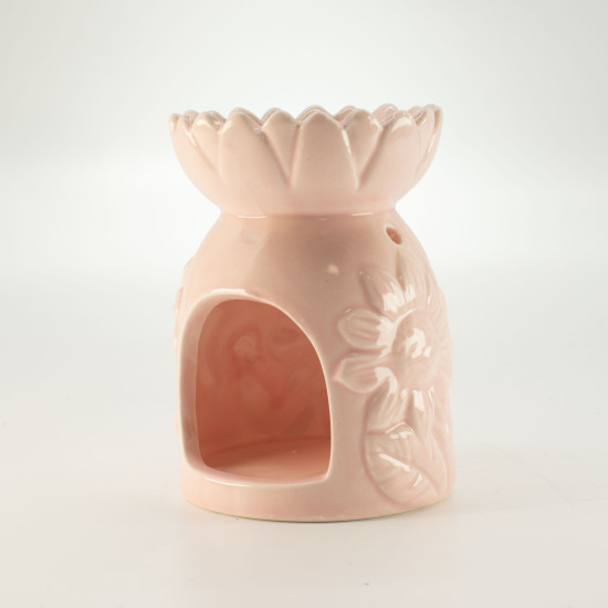 Brûleur d'huile en céramique tournesol - Rose pastel