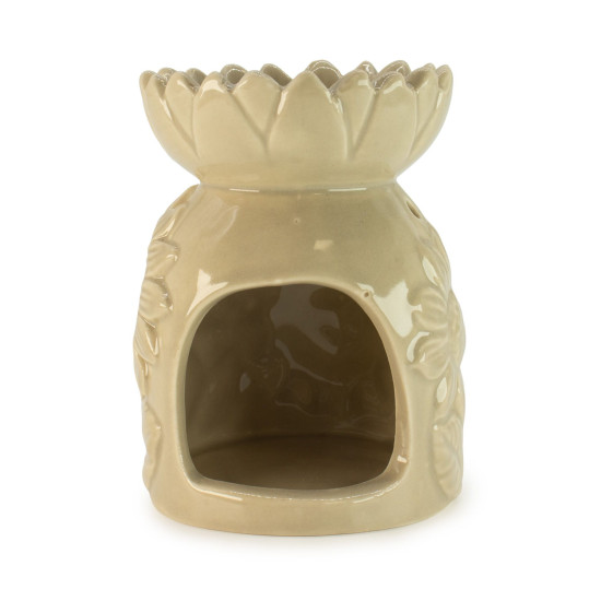 Brûleur d'huile essentielle de tournesol en céramique - Beige pastel