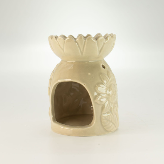 Brûleur d'huile essentielle de tournesol en céramique - Beige pastel