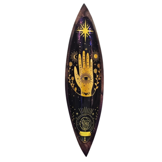Bol à encens émaillé - Bois de manguier - Hamsa