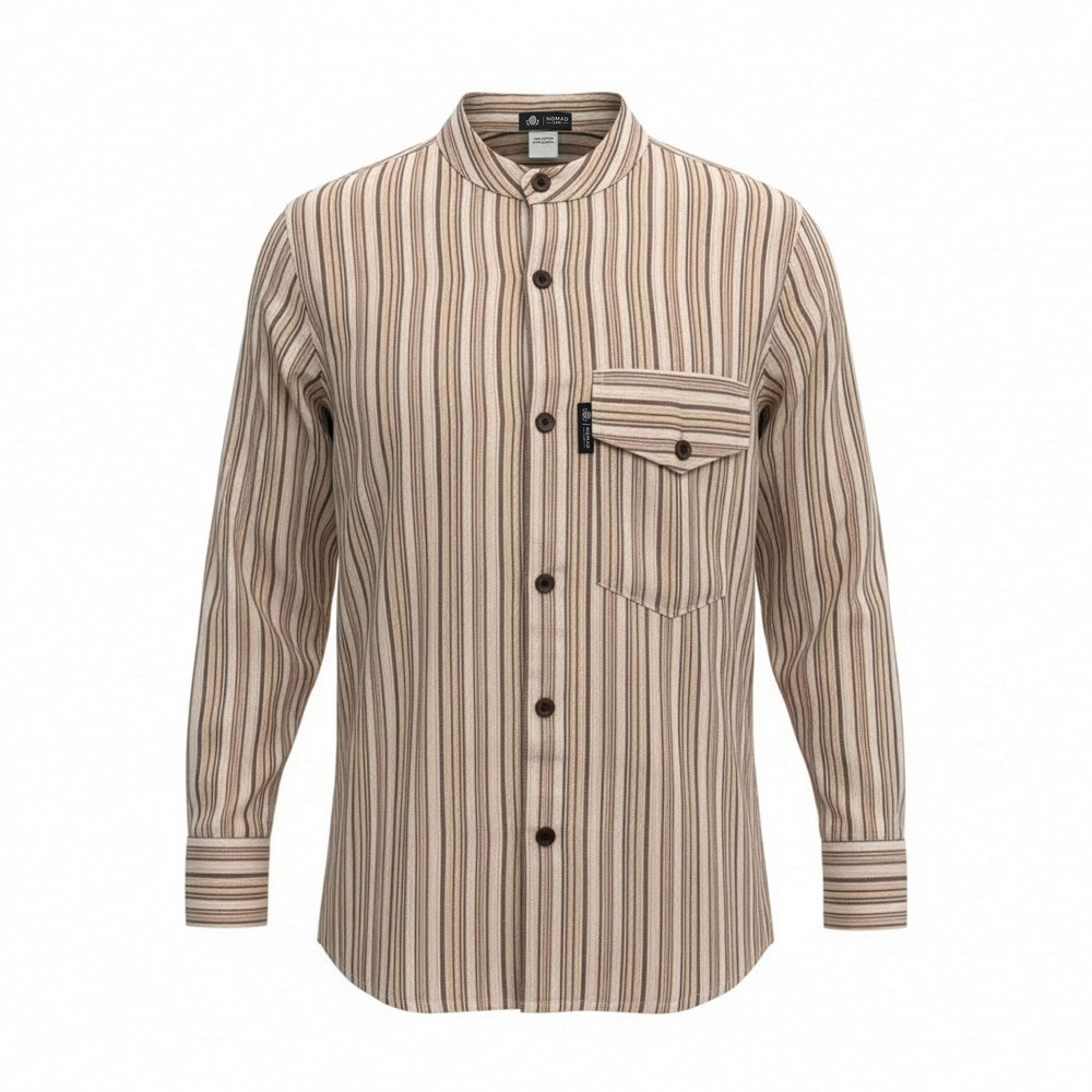 Chemise de grand-père Nomad Sari - Marron Beige - Taille Moyenne