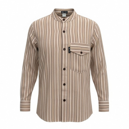 Chemise de grand-père Nomad Sari - Marron Beige - Grande