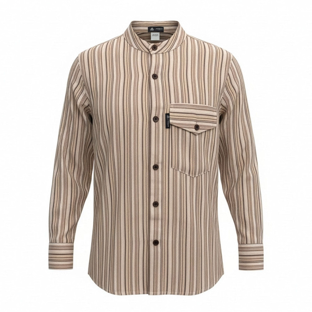 Chemise de grand-père Nomad Sari - Marron Beige - Grande